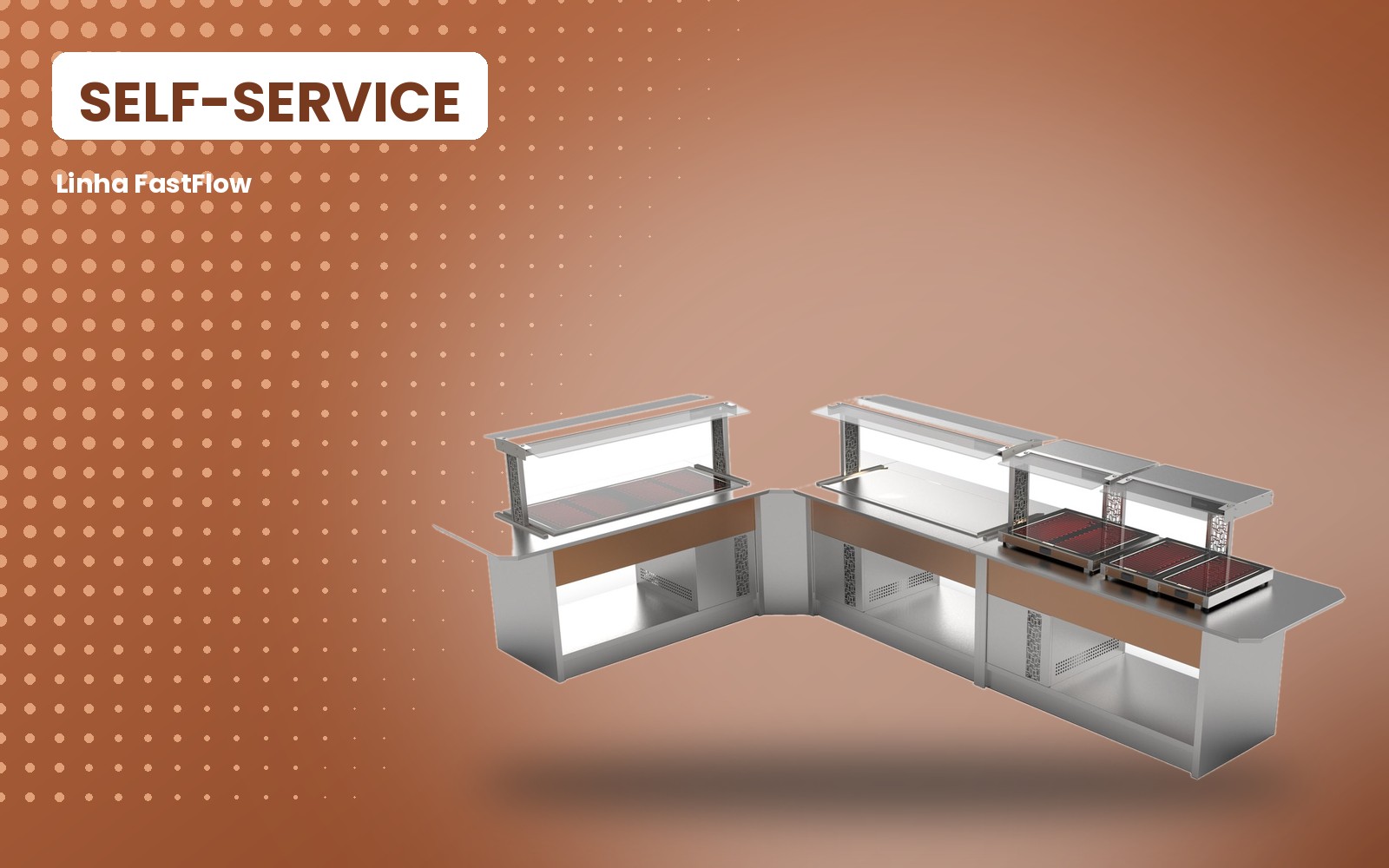 Balcões de self-service FastFlow Fastinox em aço inox